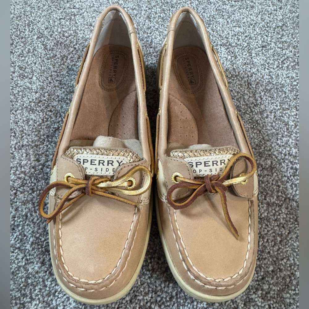 NWOT Sperry Women’s Top Sider Angelfish Gold Glitter Boat Shoe Preppy Casual